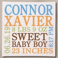 Personalized Baby Info Canvas, 11" x 11" Available in Blue or Pink