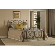 Hillsdale Furniture Milwaukee Queen Metal Bed with Cherry Wood Posts, Textured Black