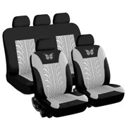 9PCS Universal Car Seat Covers Protector Cushion Full Set w/Back Bench ,Front Rear 3D Butterfly Pattern