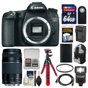 Canon EOS 70D Digital SLR Camera Body with 75-300mm III Lens + 64GB Card + Backpack + Flash + Battery/Charger + Tripod Kit