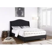 Best Master Furniture Queen Tufted Upholstered Panel/Platform Bed, Black