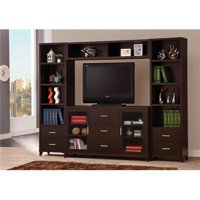 Benzara BM184882 33.75 x 60 x 15.5 in. Modern & Minimal Style TV Console with Multi Shelves & Drawers, Cappuccino Brown