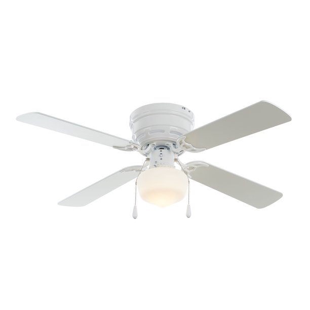 Mainstays 42 Hugger Metal Indoor Ceiling Fan With Single Light White 4 Blades Led Bulb Dxoffersmall Com In California - Littleton 42 In Led Indoor White Ceiling Fan With Light