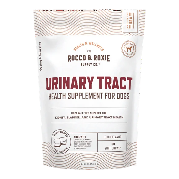 Rocco & Roxie Urinary Care Health Supplement Soft Chews for Dogs, Duck Flavor, 60 Count