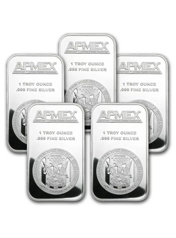 1 oz Silver Bar - APMEX (Lot of 5 Bars) - DX Offers Mall