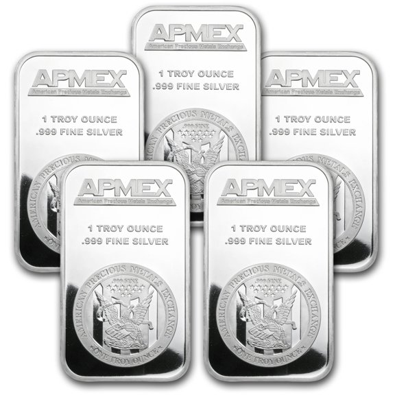1 oz Silver Bar - APMEX (Lot of 5 Bars) - DX Offers Mall