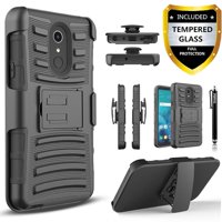 LG Stylo 3 Case, LG Stylo 3 Plus Phone Case, Dual Layers [Combo Holster] And Built-In Kickstand Bundled with [Premium Screen Protector] Hybird Shockproof And Circlemalls Stylus Pen (Black)