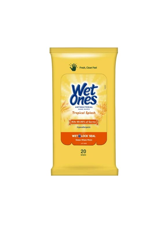 Wet Ones Antibacterial Hand Wipes Trvl Pk, Tropical Splash, 20 Ct