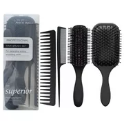 Paddle Hair Brush, Detangling Brush and Hair Comb Set for Men and Women, Great On Wet or Dry Hair, No More Tangle Hairbrush for Long Thick Thin Curly Natural HairBlack4PACK