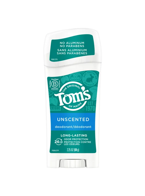 Tom's of Maine Long Lasting Unscented Deodorant 2.25 Oz. Stick