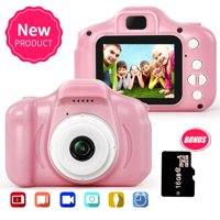 Amerteer Kids Camera,13MP 1080P Children Digital Cameras for Boys Girls Birthday Christmas Toy Gifts 3-12 Year Old Kid Action Camera Toddler Video Recorder 2 Inch (16G TF Card Included)-Pink