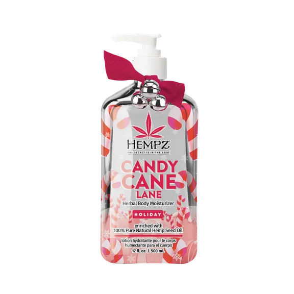 Hempz Limited Edition Candy Cane Lane Herbal Body Moisturizer for Dry Skin, 17 fl oz