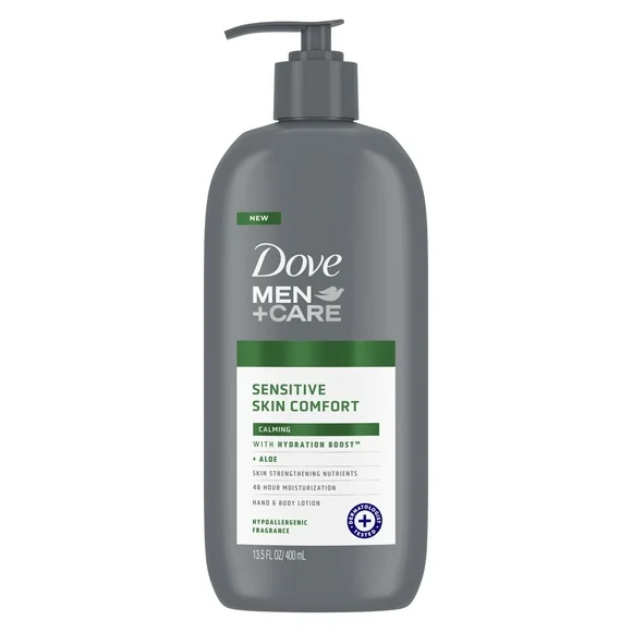 Dove Men+Care Sensitive Skin Comfort Women's Hand & Body Lotion Dry Skin Aloe, 13.5 oz