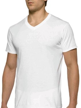 Gildan Men's Short Sleeve V-Neck White T-Shirt up to 2XL, 6-Pack