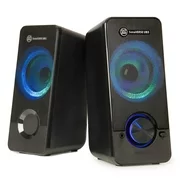 GOgroove UB3 LED Computer Speakers for Desktop and Laptop - USB Speakers with Loud and Clear Bass, 2.5 Inch XL Drivers for 12W of Power, Built-in Headphone and AUX Input Ports, LED Volume Knob - Black