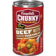 (4 pack) Campbell's Chunky Soup, Beef with Country Vegetables Soup, 18.8 Ounce Can
