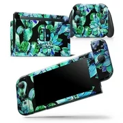 Watercolor Cactus Succulent Bloom V6 - Skin Wrap Decal Compatible with the Nintendo Switch Console + Dock + JoyCons Bundle
