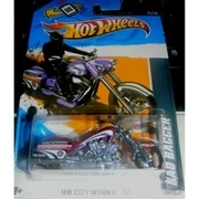 2012 hot wheels hw city works bad bagger motorcycle chopper purple 7/10 #137/247