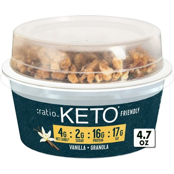 Ratio Yogurt Cultured Dairy Snack, Vanilla With Granola, 2g Sugar, Keto Friendly, 4.7 oz