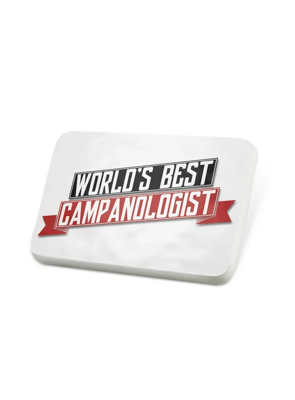 Porcelein Pin Worlds Best Campanologist Lapel Badge  NEONBLOND
