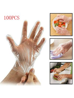 100 Pcs Clear Plastic Gloves for Garden Restaurant Cleaning Home Food Baking Tool