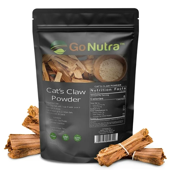 Go Nutra - Cat's Claw Powder 1 lb. from Peru Wild Non-GMO Uncaria Tomentosa Cats Claw Bark Supplement