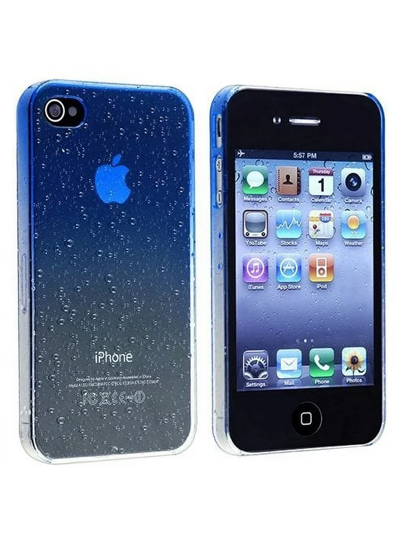 Ultra Thin Crystal Rear Only Case with White Trim screen protector for iPhone 4 / 4S - Clear Dark Blue