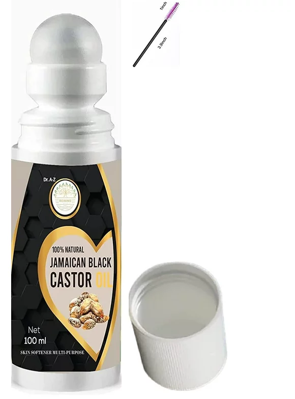 Black Castor Oil Roll On, Jamaican Black Castor Oil USDA Cold-Pressed 100% Pure, Hexane-Free, No Mess, Nourishing Treatment | Deep Hydration - Moisturizing & Healing, For Skin, Eye Lashes, General Use
