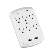 AblePower 6 Outlet Wall Tap Surge Protector w/2 USB Ports 300J