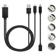 5 Pin&11 Pin Micro USB Type C/Micro USB to HDMI Cable, MHL to HDMI Adapter 1080P HD HDTV Mirroring &Charging Cable, Digital AV Video Adapter for All Android Smartphones to TV/Projector/Monitor, Black