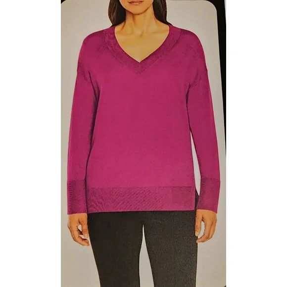 Banana Republic Ladies' Merino Wool V-Neck Sweater (Pink, L)