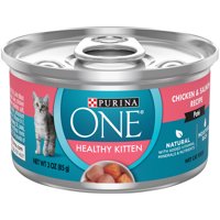 (24 Pack) Purina ONE Grain Free, Natural Pate Wet Kitten Food, Healthy Kitten Chicken & Salmon Recipe, 3 oz. Pull-Top Cans