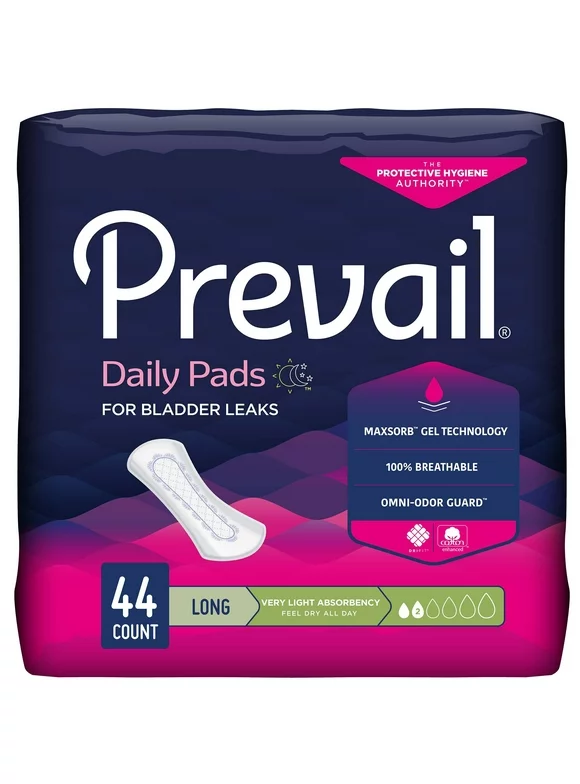 Prevail Very Light Absorbency Incontinence Liners, Long Length, 44 Count
