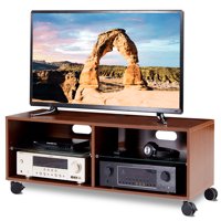 Mid Century Walnut Wood TV Stand Console for 26 to 50 inch TV, Dark Walnut