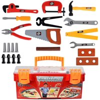 WolVolk Toy Tool Box Set With Removal Tool Tray, 26 Pieces