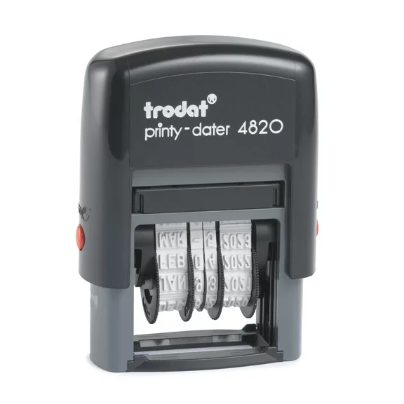 Trodat Printy 4820 Self-Inking Dater for Stamping: US Date Format, Black Ink - 3/8” x 1-1/4”