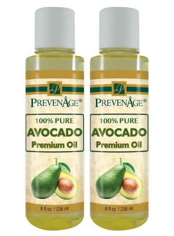 Avocado Oil 8 Oz (236 mL) Pack of 2 100% Pure Almond Oil for Skincare and Haircare - Premium Grade - Cold Pressed - Carrier Oil by Prevenage