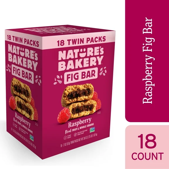 Nature's Bakery, Raspberry Fig Bar, Twin Packs, 2 oz, 18 Count