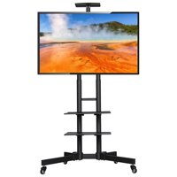 Easyfashion Adjustable Rolling TV Stand for Flat Panel TVs up to 70", Black