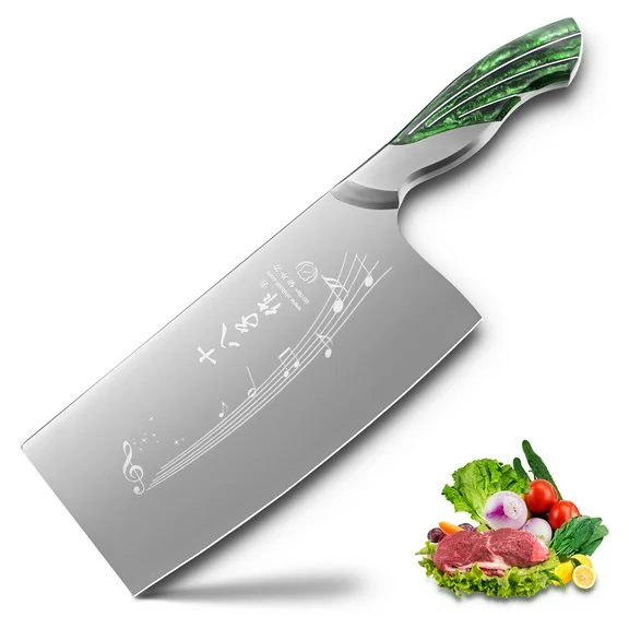 SHI BA ZI ZUO Vegetable Knife 7-inch Ultra Sharp Meat Cleaver Knife Cooking Tools with Hefty Ergonomic Resin Handle Good for Slicing Dicing Shredding in Kitchen