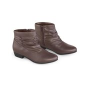 Fashionable Faux Leather Scrunch Ankle Boots, Wide Width, Flexible