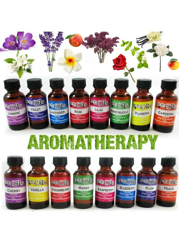16 Bottles Aroma Therapy Oils Fruit Floral Scent Set Spa Home Fragrance Air 30ml