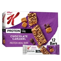 Kellogg's Special K Protein Bars, Meal Replacement, Protein Snacks, Chocolate Caramel, 19oz Box, 12 Bars