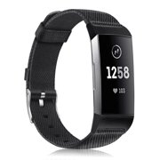 Fintie Canvas Woven Bands Compatible for Fitbit Charge 3 and Charge 3 SE Fitness Activity Tracker Strap Wrist Black