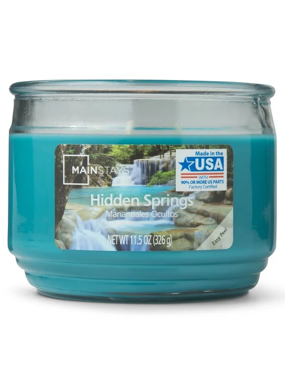 Mainstays Hidden Springs Scented 3-Wick Glass Jar Candle, 11.5 oz.