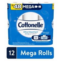Cottonelle Ultra CleanCare Strong Toilet Paper, 12 Mega Rolls, Bath Tissue (12 Mega Rolls = 48 Regular Rolls)