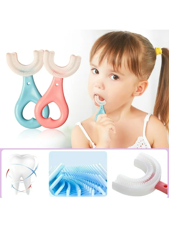 Toyfunny Childrens U-Shape Toothbrush For 360 Thorough Cleansing, Heart/Oval U Shape Toothbrush For Kids