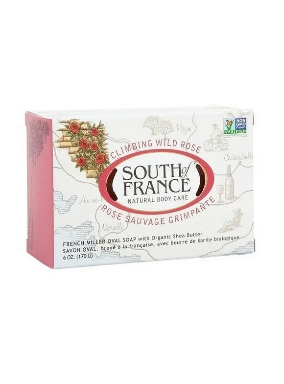 South of France Climbing Wild Rose, French Milled Oval Soap with Organic Shea Butter, 6 oz (170 g)