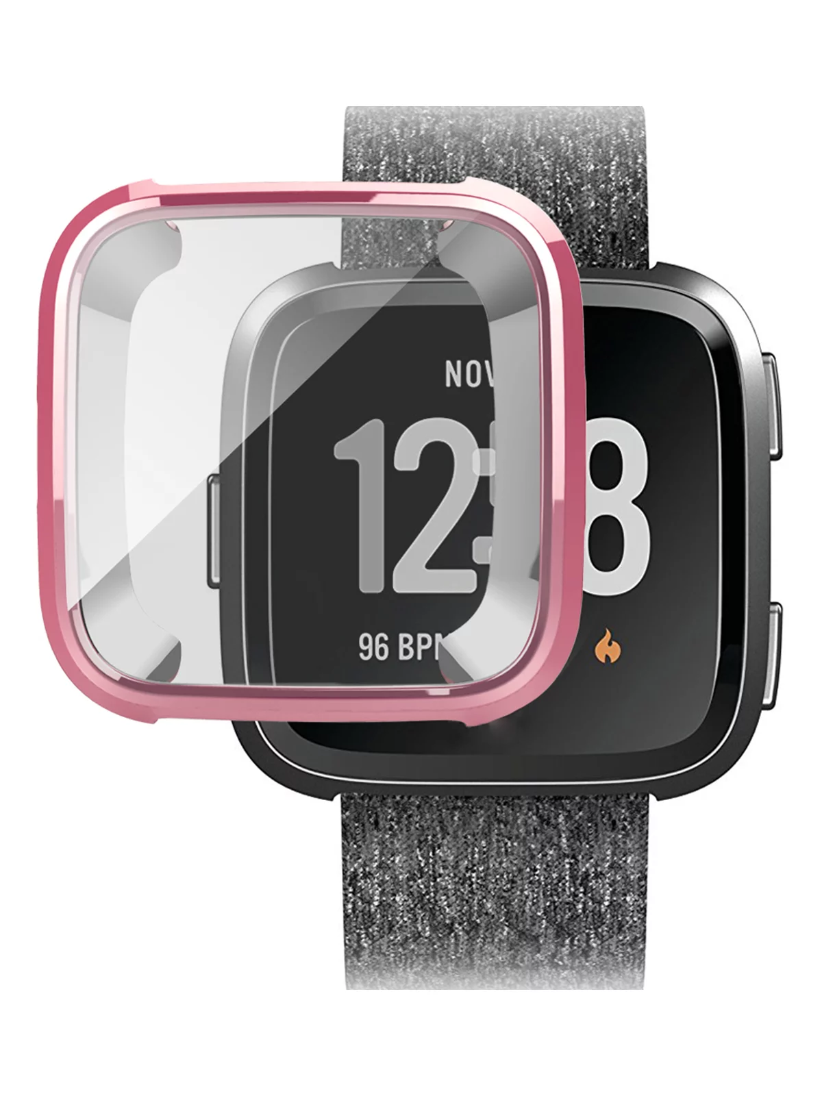 TSV Silicone Protective TPU Shell Case Screen Protector Frame Cover Fit for Fitbit Versa / Versa 2 / Versa Lite Watch