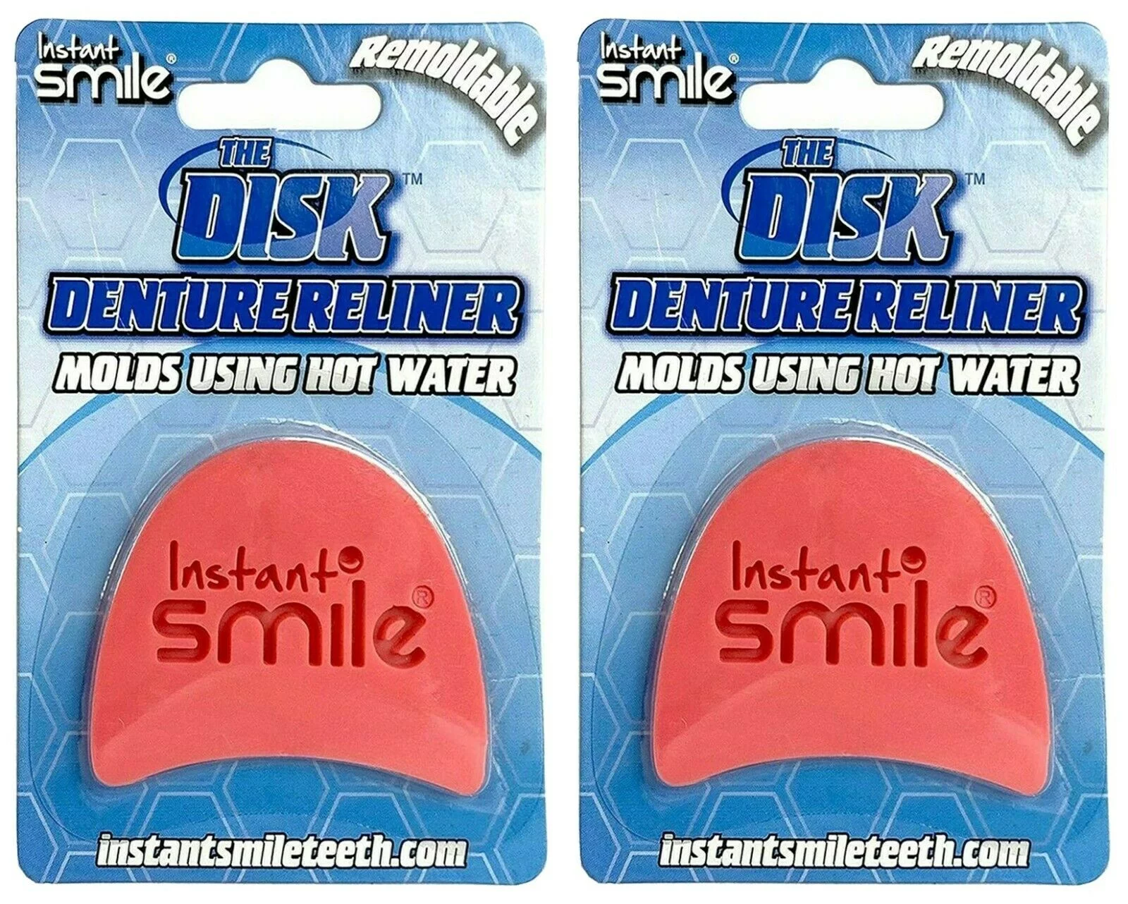 2 Pack Instant Smile the Disk Denture Reliner Easy to Mold and Remoldable